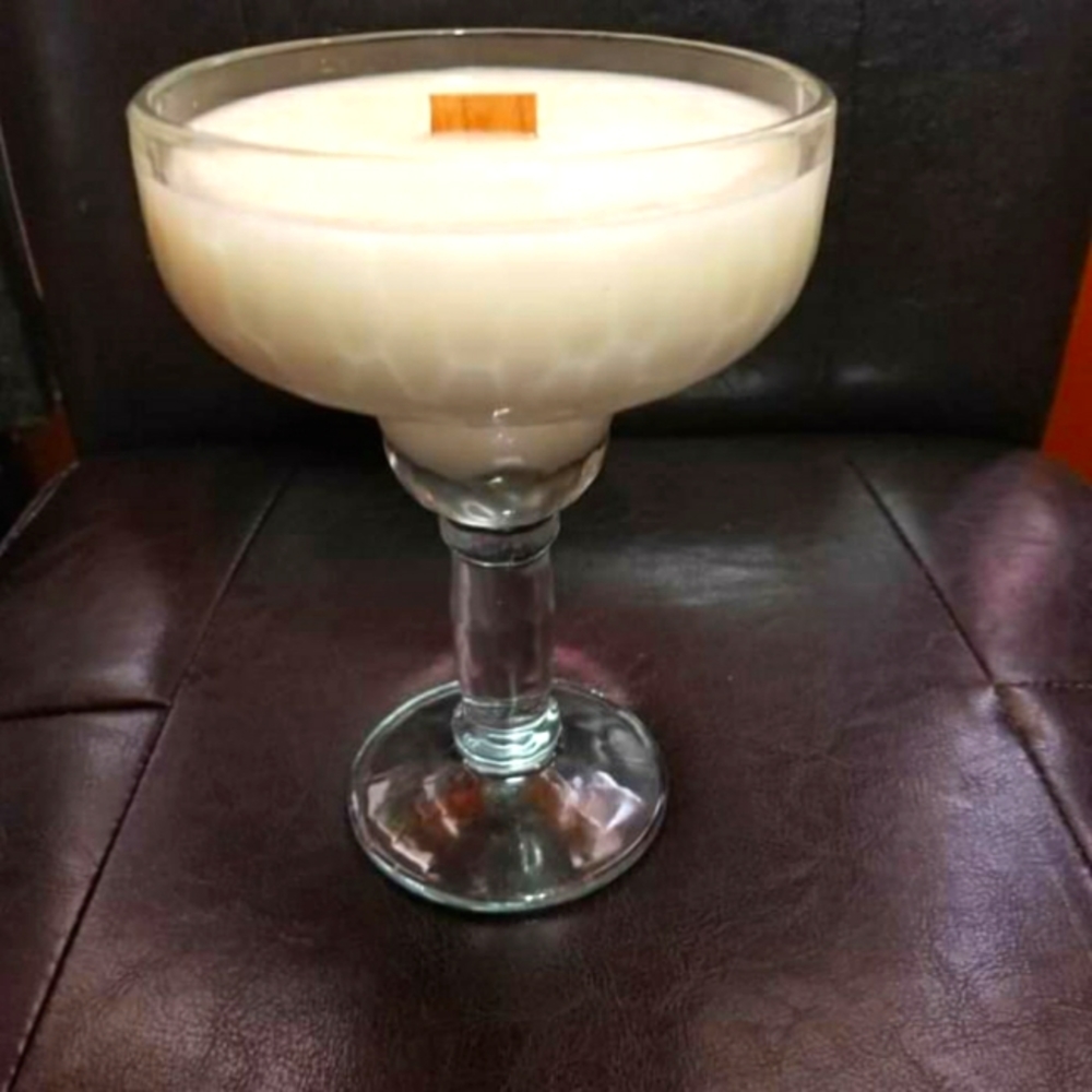Honeysuckle and Jasmine margarita glass Candle.